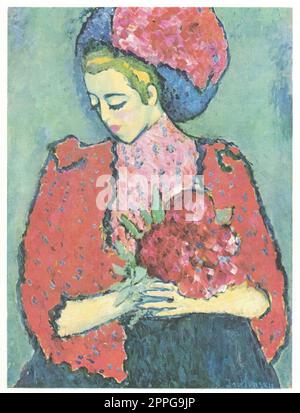 Giovane ragazza con peonie, 1909, olio su tela. Dipinto di Alexej von Jawlensky Foto Stock