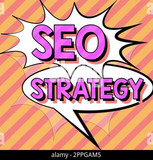 Didascalia concettuale Seo Strategy. Tecniche e tattiche di vetrina di affari per aumentare i visitatori di un sito web Foto Stock