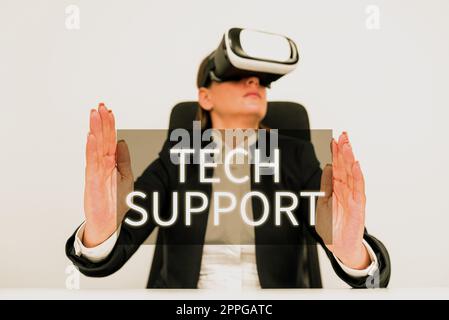 Ispirazione che mostra il segno supporto tecnico. Approccio aziendale che assiste gli individui che hanno problemi tecnici Foto Stock