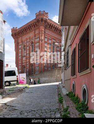 Vista laterale del Collegio greco ortodosso di Phanar, o Ozel Fener Rum Lisesi, quartiere di Fener, Istanbul, Turkiye Foto Stock