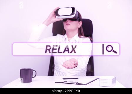 Relax concettuale dell'esposizione. Approccio aziendale fare o diventare meno teso ansioso calmare giù senza restrizioni Foto Stock