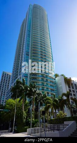 Moderni appartamenti con palme a Miami - vista dalla strada Foto Stock