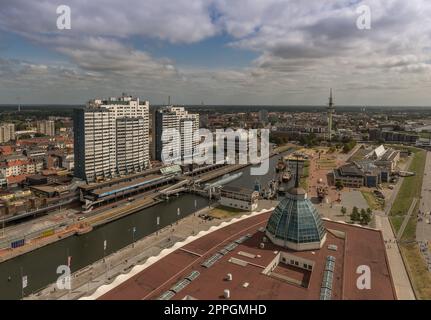 Vista del quartiere marittimo di Bremerhaven, Germania Foto Stock