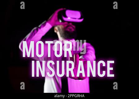 Assicurazione motore per display concettuale fornisce un risarcimento finanziario per coprire eventuali lesioni. Word Written On fornisce un risarcimento finanziario per coprire eventuali lesioni Foto Stock