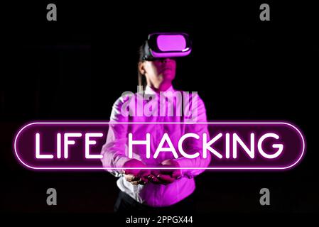 Scrittura a mano testo Life Hacking. Panoramica aziendale tecniche semplici e intelligenti per svolgere facilmente un'attività Foto Stock