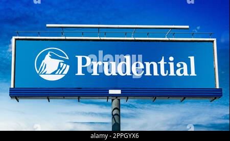 Cartellone pubblicitario con logo di Prudential Financial Foto Stock