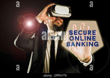 Ispirazione mostrando segno Secure Online Banking. Concetto di Internet modo sicuro di gestire gli account su Internet Foto Stock