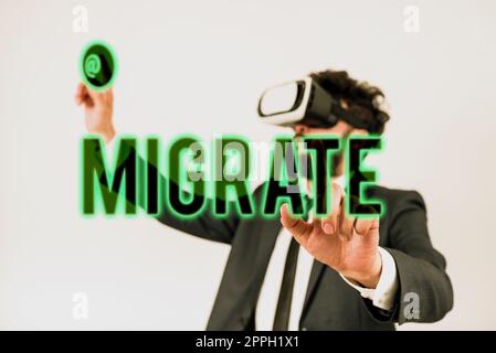 Didascalia concettuale Migrate. Concetto aziendale per spostarsi o viaggiare da un paese o località ad un altro Foto Stock