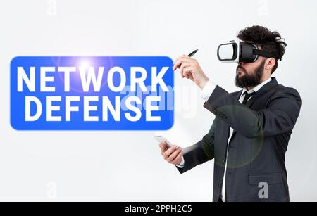 Visualizzazione concettuale Network Defense. Foto concettuali per proteggere e difendere le informazioni dalle interruzioni Foto Stock