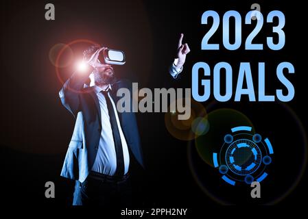 Ispirazione che mostra il segno 2023 Goals. Foto concettuale Un piano da fare per qualcosa di nuovo e migliore per il prossimo anno Foto Stock