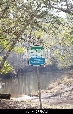 Insegna Saline Bayou Scenic River Foto Stock