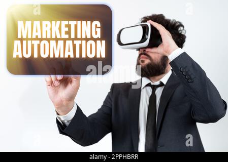 Scrittura visualizzazione testo Marketing Automation. Piattaforme software di approccio aziendale progettate per il reparto commerciale Foto Stock