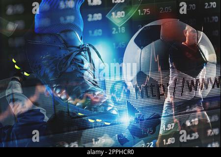 Scommesse online, analisi e statistiche per il gioco di calcio Foto Stock