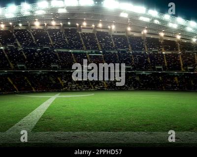 Lo stadio con i fan la notte prima della partita Foto Stock