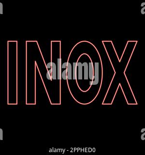 Simbolo di iscrizione neon inox tipo superfici di cottura cartello utensili destinazione colore rosso illustrazione vettoriale immagine stile piatto Illustrazione Vettoriale