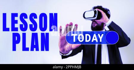 Visualizzazione concettuale piano delle lezioni. Concetto di Internet Descrizione dettagliata del corso di istruzione da parte dell'insegnante Foto Stock