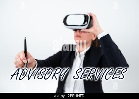 Visualizzazione dei segnali servizi di consulenza. Foto concettuale sostenere le azioni e superare i punti deboli in aree specifiche Foto Stock