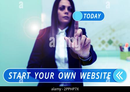 Scrittura a mano del testo Avvia il tuo sito web. Approccio aziendale serve come estensione di un biglietto da visita un sito personale Foto Stock