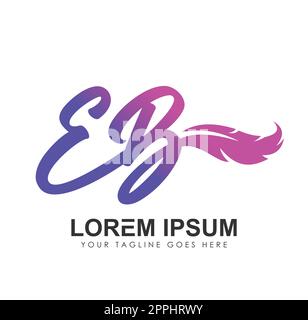 Lettere iniziali con logo monogramma EB con Feather Sign Illustrazione Vettoriale