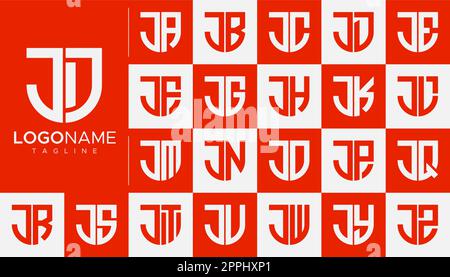 Set di marcare a caldo con logo lettera J. Modello moderno con logo J letter. Illustrazione Vettoriale