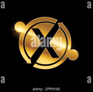 Icona vettore del logo del cerchio d'Oro X persone Illustrazione Vettoriale
