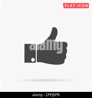 COME - mano. Semplice simbolo nero piatto con ombra su sfondo bianco. Pittogramma di illustrazione vettoriale Illustrazione Vettoriale