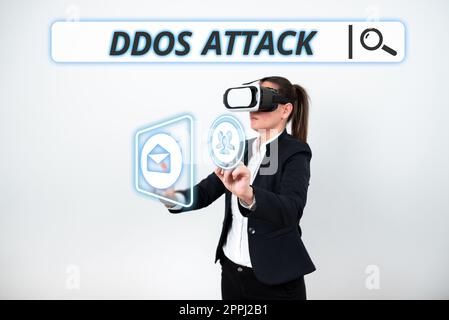 Attacco DDoS concettuale. Internet Concept perpetator cerca di rendere le risorse di rete non disponibili Foto Stock