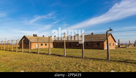 Caserma di Auschwitz II Birkenau Foto Stock