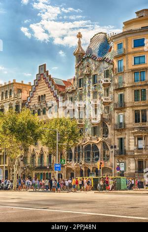 Facciata di Casa Batllo e Casa Amatller, Barcellona, Catalogna, Spagna Foto Stock