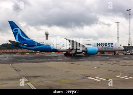 Norse Atlantic Airways Boeing 787-9 Dreamliner aereo aeroporto di Oslo in Norvegia Foto Stock