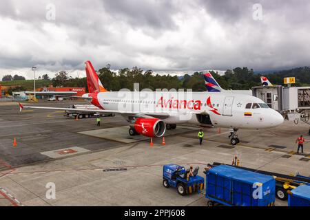 Avianca Airbus A320 all'aeroporto Medellin Rionegro in Colombia Foto Stock