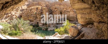 Wadi Shab Valley in Oman Foto Stock