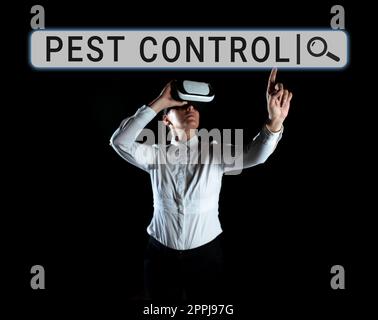 Didascalia testo che presenta Pest Control. Concetto di business uccidendo insetti distruttivi che attacca raccolti e bestiame Foto Stock