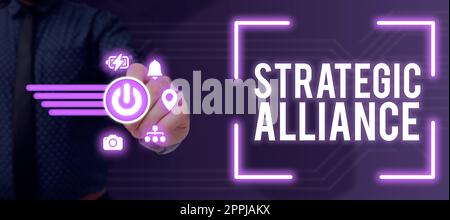 Presentazione concettuale Alleanza strategica. Parola per un legame tra stati, partiti, individui sul raggiungimento degli obiettivi Foto Stock