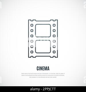 Icona della linea di agitazione del film isolata su sfondo bianco. Emblema per la realizzazione di film. Segno a strisce bianche e nere. Illustrazione vettoriale. Foto Stock