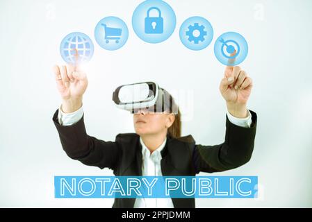 Didascalia concettuale Notary Public. Business Concept legalità documentazione autorizzazione Contratto di certificazione Foto Stock