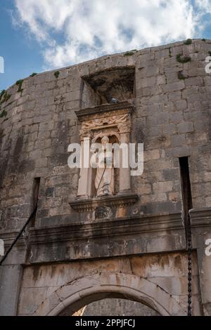 Dettaglio porta della città di Dubrovnik, Croazia Foto Stock