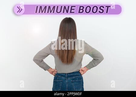 Didascalia concettuale immune Boost. Foto concettuale in grado di resistere a una particolare malattia che impedisce lo sviluppo di agenti patogeni Foto Stock