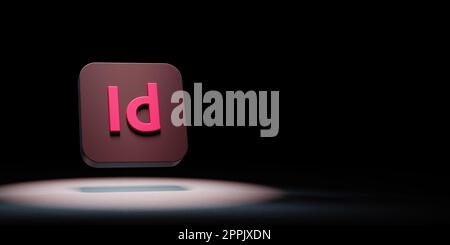 Icona dell'app Adobe InDesign evidenziata su sfondo nero Foto Stock