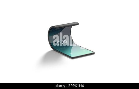 Vuoto attivato nero flip telefono twisted display mockup, isolato Foto Stock