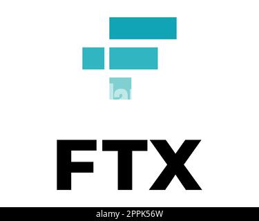 FTX Token - il crollo dello scambio di criptovalute. Simbolo FTT logo di criptovaluta con testo. Icona a forma di moneta isolata su sfondo bianco. Illustrazione vettoriale. Foto Stock