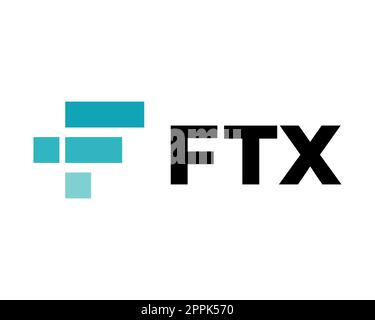 FTX Token - il crollo dello scambio di criptovalute. Simbolo FTT logo di criptovaluta con testo. Icona a forma di moneta isolata su sfondo bianco. Illustrazione vettoriale. Foto Stock