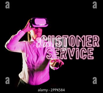 Cartello che mostra il servizio clienti. Business showcase interazione diretta con i consumatori che offrono supporto Foto Stock