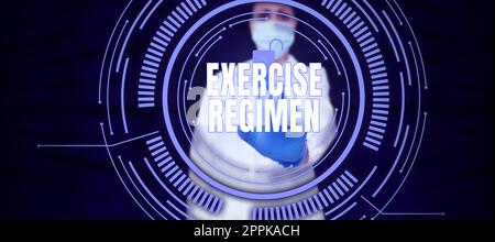 Segno che mostra regime di esercizio. Business concept spostare il corpo energeticamente per ottenere in forma e sano Foto Stock