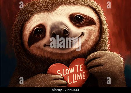 Sloth Valentine Foto Stock