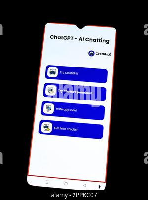 Kiev, Ucraina - 5 febbraio 2023: Chat GPT, assistente chat bot. Intelligenza artificiale ai Chat GPT Foto Stock