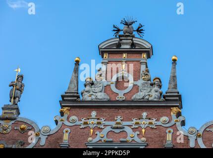 Facciata del Grande Arsenale a Danzica, Pomorskie, Polonia Foto Stock