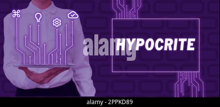 Didascalia di testo con ipocrito. Business idea condizione medica in cui la pressione sanguigna è estremamente alta Foto Stock