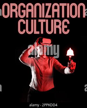 Cartello di testo che mostra la cultura dell'organizzazione. Foto concettuale ambiente sociale e psicologico di un'organizzazione Foto Stock