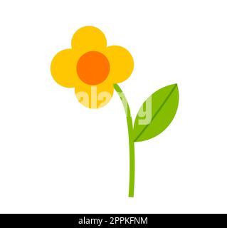Icona carino fiore giallo. Illustrazione vettoriale. Illustrazione Vettoriale